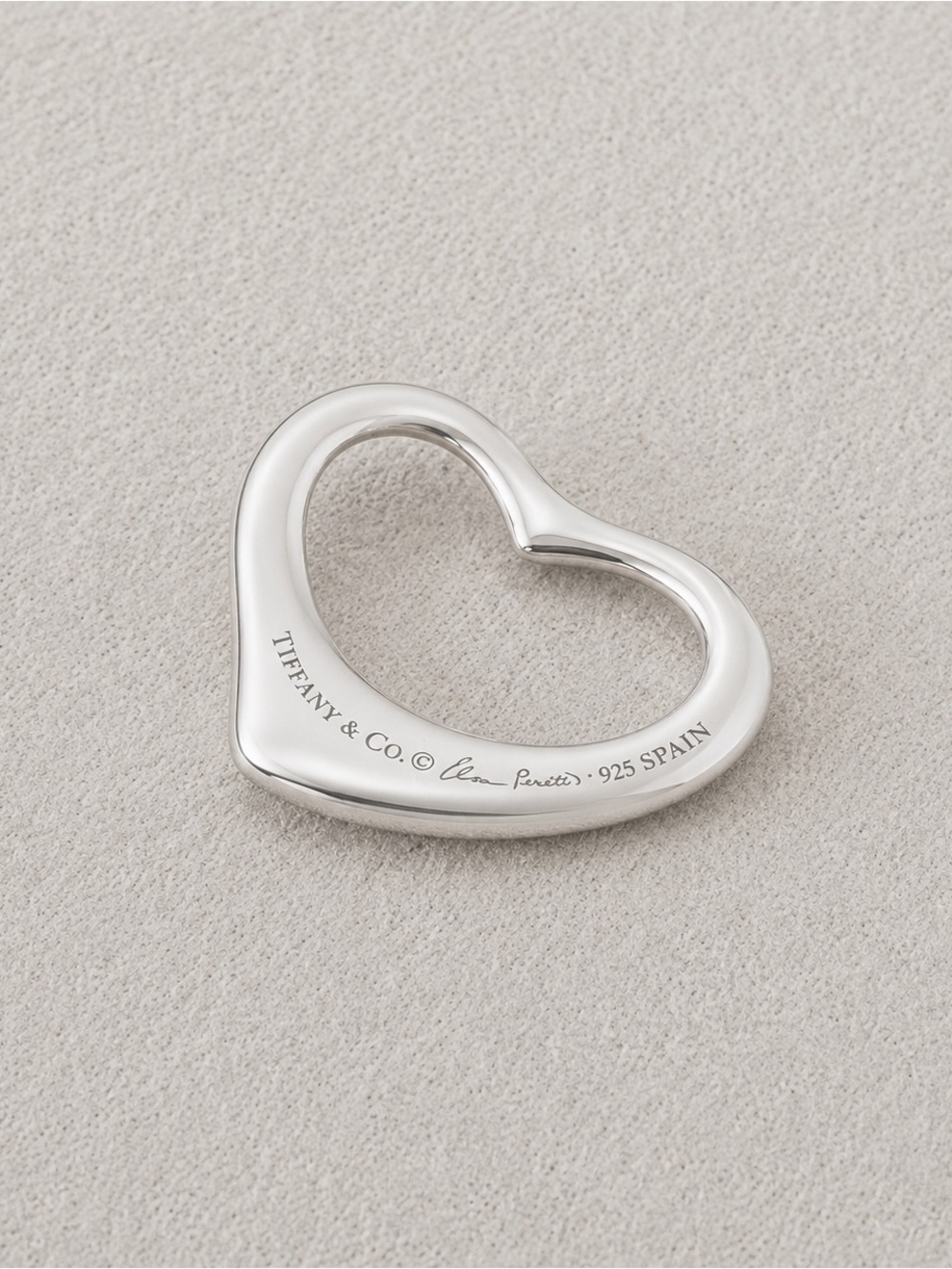 Tiffany & Co. 925 Necklace Sterling Silver Elsa Peretti Open Heart Pendant Spain